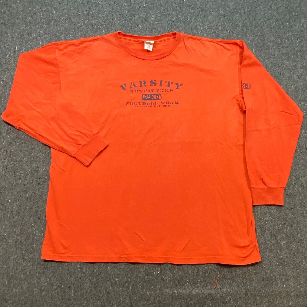 Varsity Outfitters Long Sleeve Shirt Sz XL Mens Orange Skater Grunge Graphic USA